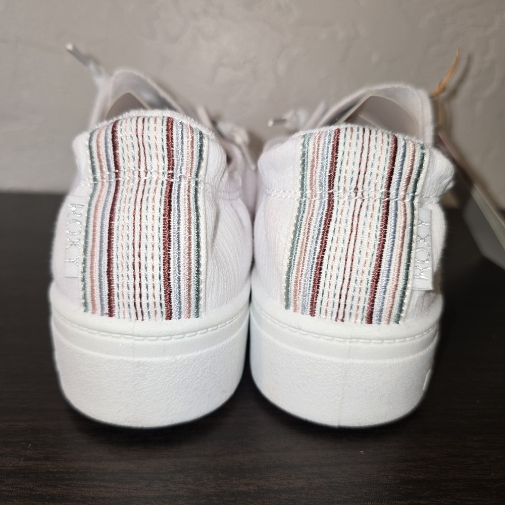 NEW Roxy Womens Bayshore WHITE PLATFORM Slip on Shoe Sneaker Sz 8.5 Beach Canvas - Picture 6 of 7